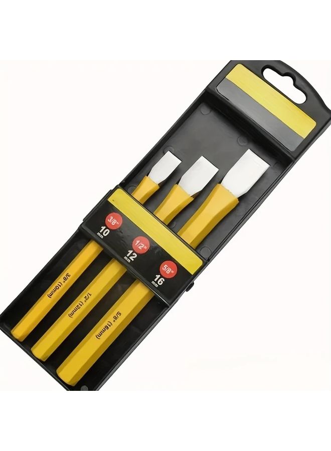 3 Piece Metal Chisel Set With Hammer For Masonry Construction And Demolition Work - Image 4