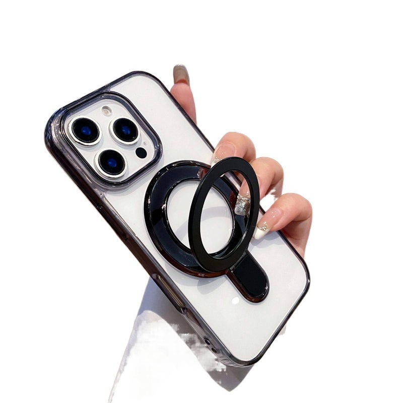 LS Silicone MagSafe Case for iPhone 17 / 17 Air / 17 Pro / 17 Pro Max with Drop Protection and Kickstand plus Shockproof plus Strong Magnetic plus Full Coverage in Black - Image 1