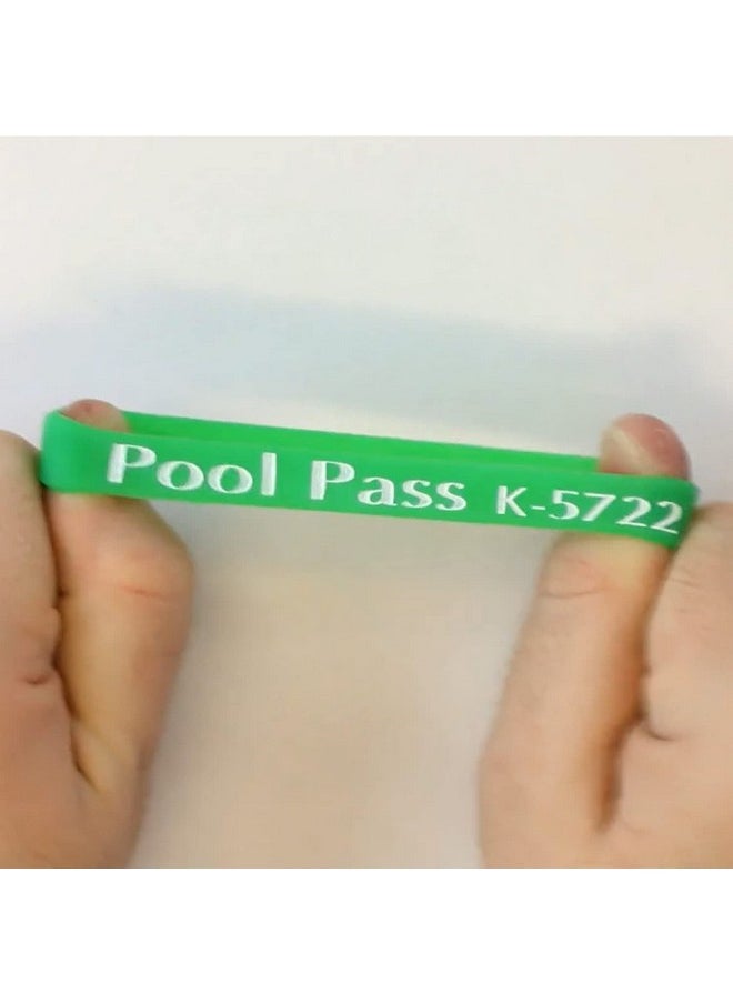 SmartSign (100-Pack) Kids Pool Pass Silicone Wristbands With Consecutive Numbering, Prefix K, 1/16 Inch Rubber Silicone Bracelet Bands, 7“ L X 0.5“ W X 0.06“, Green And White, Made In Usa  - Image 4