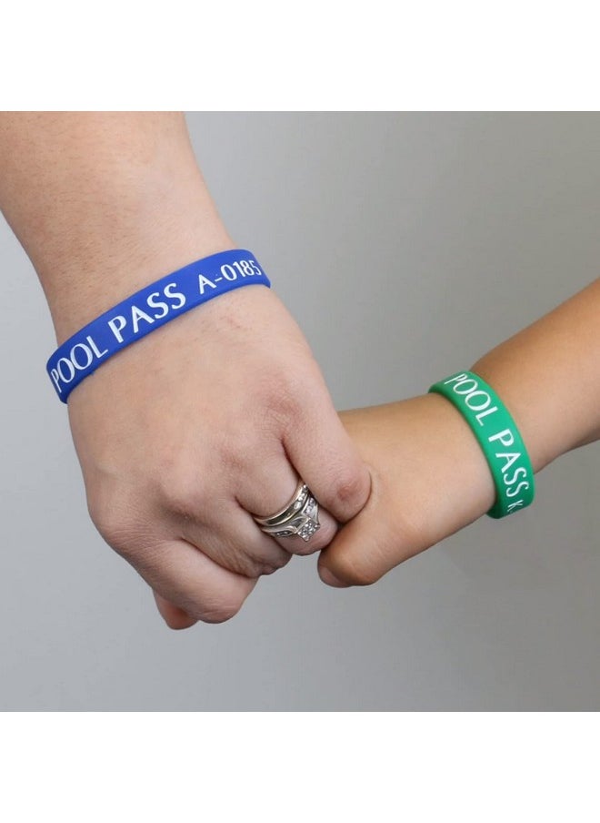 SmartSign (100-Pack) Kids Pool Pass Silicone Wristbands With Consecutive Numbering, Prefix K, 1/16 Inch Rubber Silicone Bracelet Bands, 7“ L X 0.5“ W X 0.06“, Green And White, Made In Usa  - Image 3