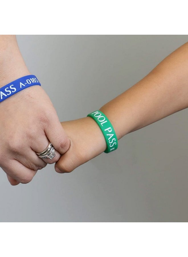 SmartSign (100-Pack) Kids Pool Pass Silicone Wristbands With Consecutive Numbering, Prefix K, 1/16 Inch Rubber Silicone Bracelet Bands, 7“ L X 0.5“ W X 0.06“, Green And White, Made In Usa  - Image 5