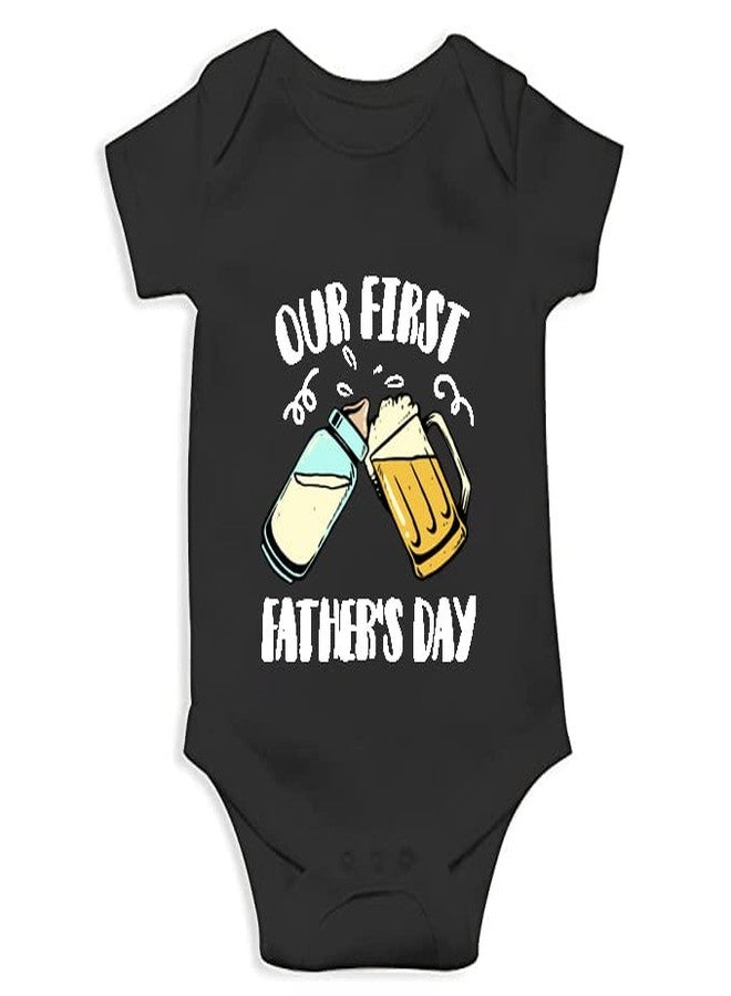 Mott2 Father's Day Special Unisex Baby Romper - DE05(Black, 6-9 Months) - Image 1