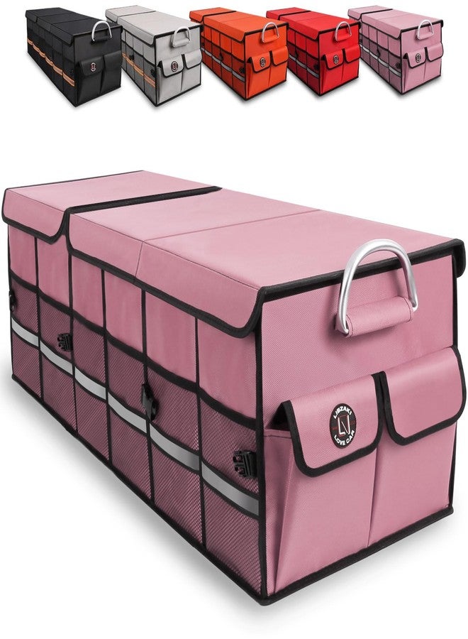 LI LIBZAKI Big Car Trunk Organizer, Cargo Organizer SUV Trunk Storage Non Slip Bottom Waterproof Collapsible Durable Multi Compartments-(Oversize,Pink) - Image 1