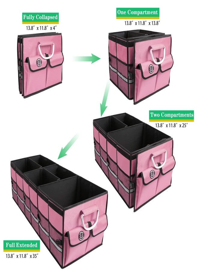 LI LIBZAKI Big Car Trunk Organizer, Cargo Organizer SUV Trunk Storage Non Slip Bottom Waterproof Collapsible Durable Multi Compartments-(Oversize,Pink) - Image 5