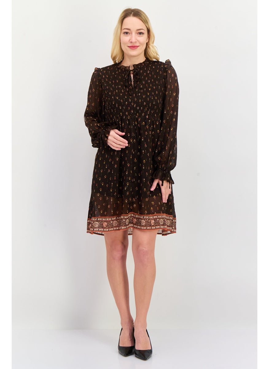 Pepe Jeans Women Allover Print Mini Dress, Brown Combo  - Image 4