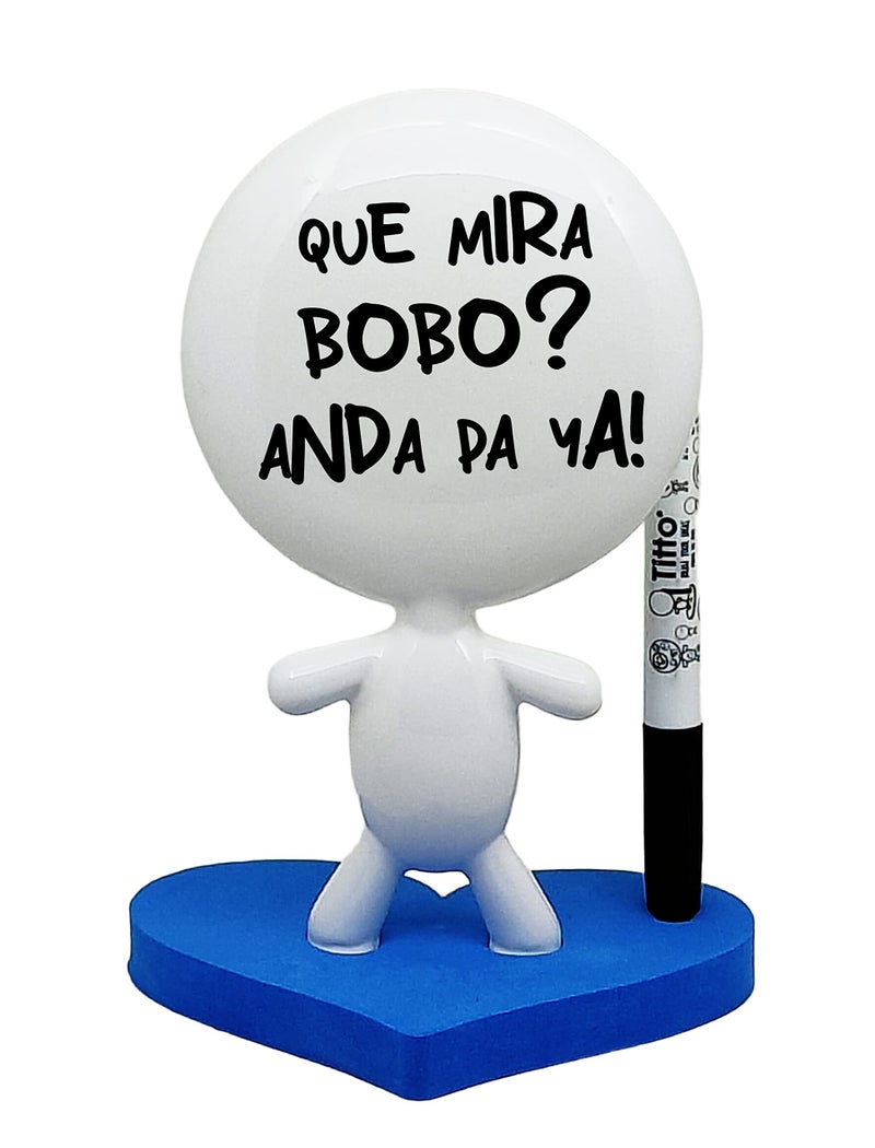 Estudio MW Desk Gifts - TITTO in Love, Draw Your Ideas - Home Gift - Deco Your Desk - Ceramic Doll - The Dry Erase Message & Memo Doll Whiteboard - Blue Office (Blue) - Image 3