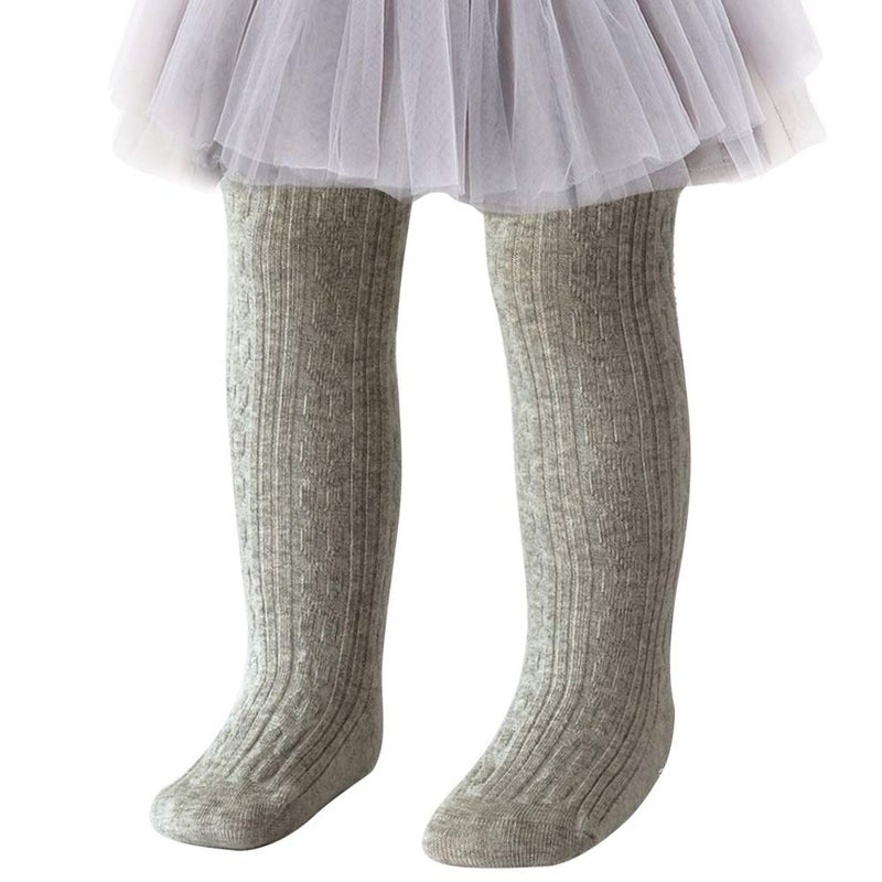 techcity Baby Toddler Girls Tights Seamless Cable Knit Cotton Leggings Pants Stockings for Infant Baby Girl Light Grey 1224 Months