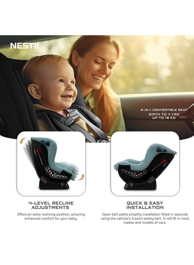 NESTII Infant/Baby/Kids/Toddler Travel 2 In 1 Convertible Car Seat, ECER44, Reducer & Wedge, Forward Facing&Rear Facing,  Slip Stopper, Injection Mold, 4 Level Recline, 0-4Yrs, 18Kg, Group 0+/1, 5 Point Harness