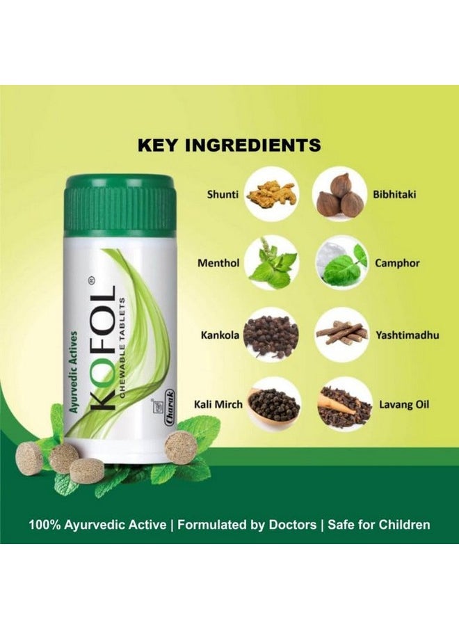 Charak Pharma Kofol Chewable Ayurvedic Tablets For Cough, Sore Throat & Bad Breath - Each Pack Contains (60 Tablets) Pack Of 5  - Image 4