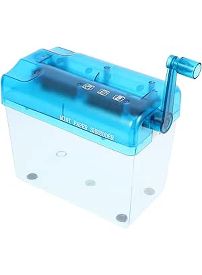 Manual Hand Crank Paper Shredder Portable Blue Wear Resistant for Home Office School Use - Image 1