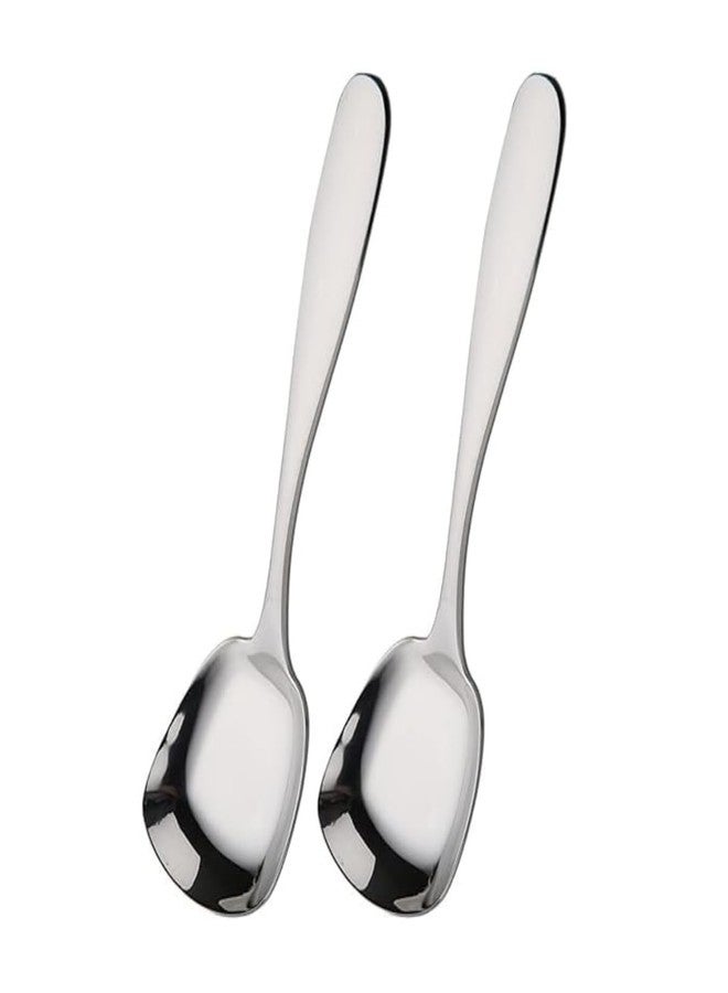 HomeAra Stainless Steel Square Head Spoon, Flat Bottom Dessert Spoon, Soup Spoon Set, Creative Long Handle Square Spoon, Creative Long Handle Spoon, Measuring Spoon, Restaurant Hotel (Set of 2) - Image 1