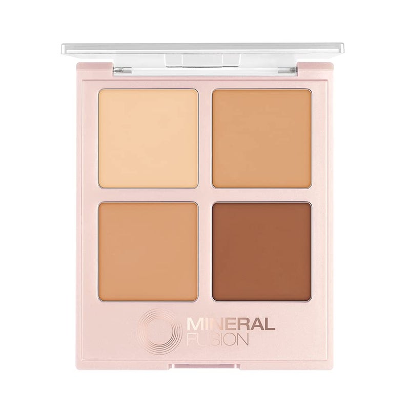 Mineral Fusion Makeup Cream Concealer Eye Palette Quad 4 Warm to Dark Shades Decadence Blemish Concealer Under Eye Brightener With Vitamin C E Hypoallergenic