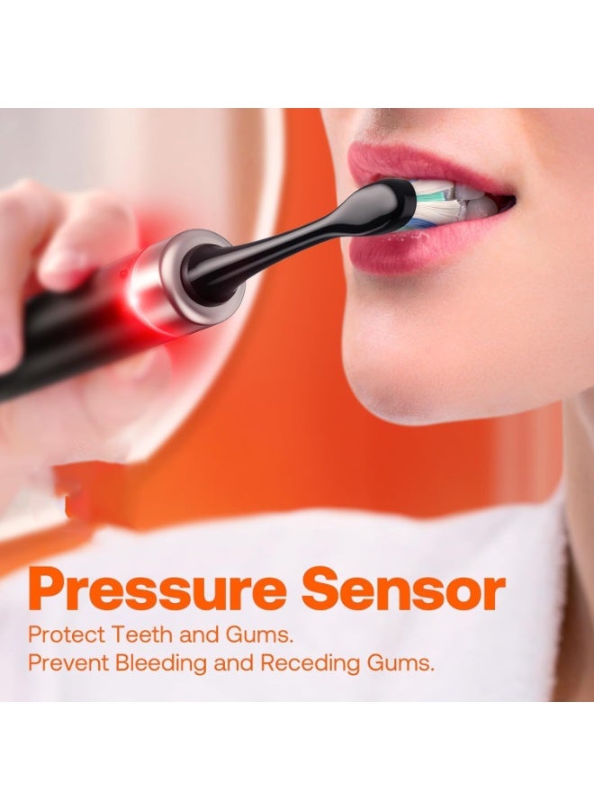 Bitvae Electric Toothbrush with Pressure Sensor Ultrasonic 8 Brush Heads 5 Modes 4 Hr Charge Power Rechargeable Toothbrush Soft Bristle - Image 3