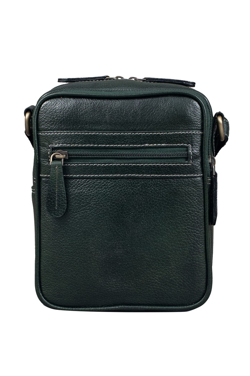 BRAND LEATHER Casual Use Leather Cross Body Sling Bag For Unisex (Green) - Image 2