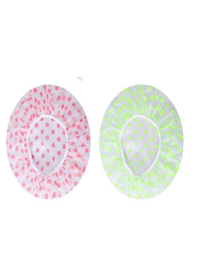KAAS Multicolour Waterproof Elastic Band Plastic Reusable Shower Caps for Women & Men - 2 Pieces - Image 1