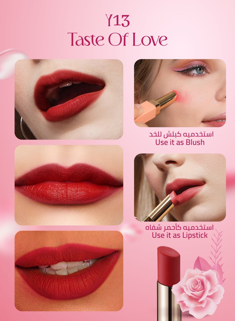 Oulac Soft Matte Red Lipstick for Women, Lipstick & Blush Duo, Creamy Soft Satin Finish Lipsticks,Moisturising Formula,Rich Color Lightweight Lip, Rose Oil,Vegan & Cruelty-Free - Y13 Taste of Love - Image 2