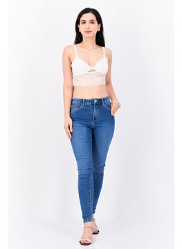 Bershka Women V Neck Sleeveless Textured Tank Top, White  - Image 4