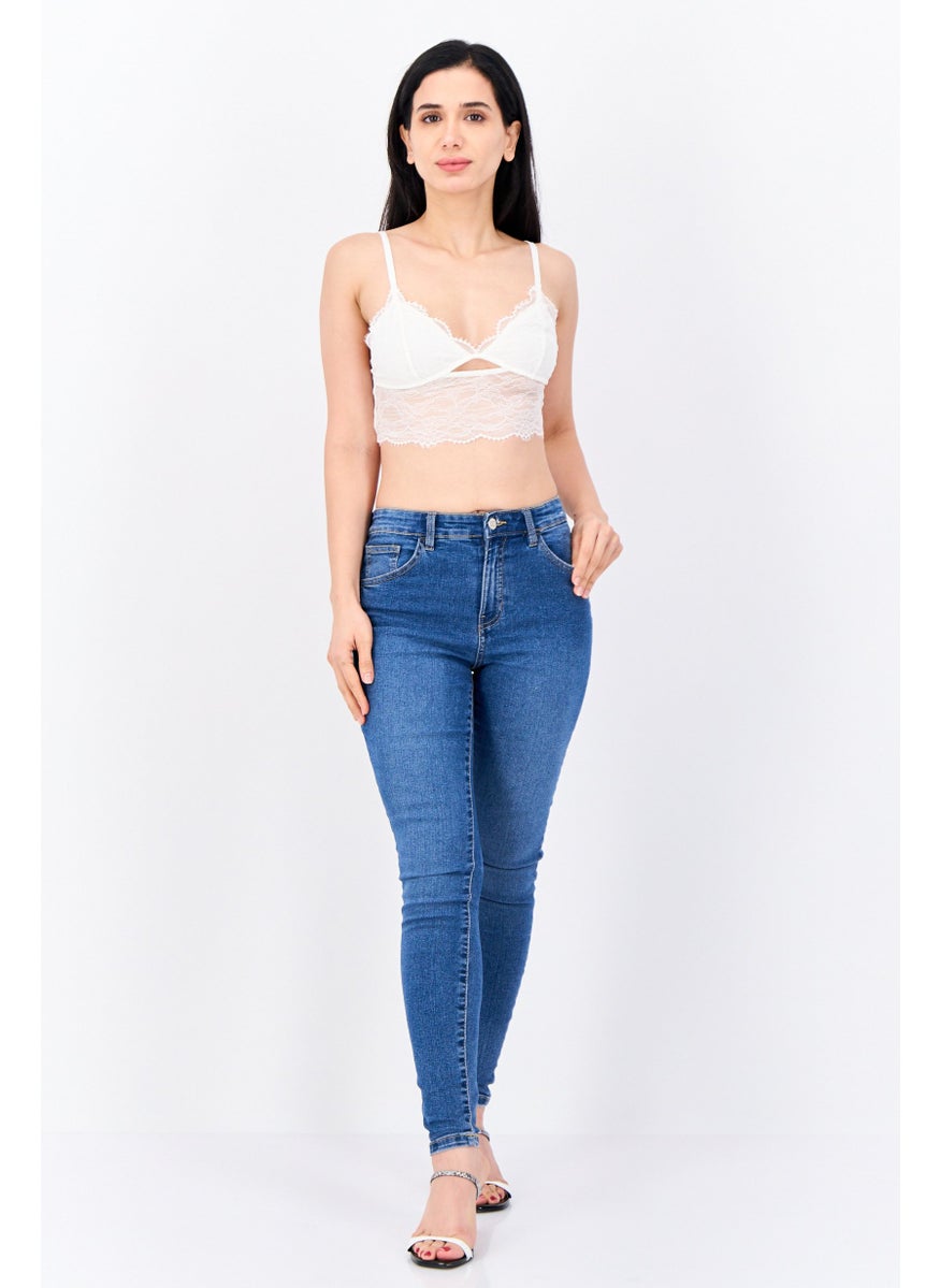 Bershka Women V Neck Sleeveless Textured Tank Top, White  - Image 4