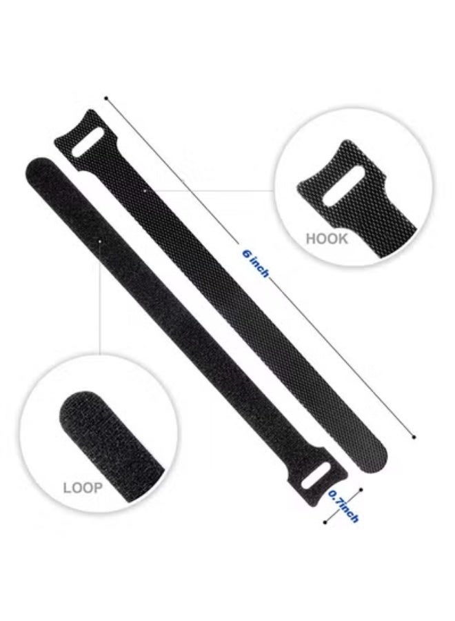 fantasize 80PCS Reusable Cable Ties, Black Adjustable 6-Inch Cord Organizer Ties, Multi-purpose Hook Loop Cable Management Wire for Organizing Home, Office, Data Centers - Image 3