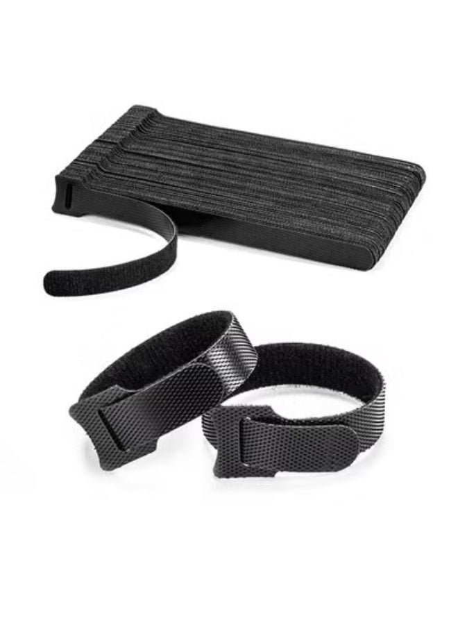 fantasize 80PCS Reusable Cable Ties, Black Adjustable 6-Inch Cord Organizer Ties, Multi-purpose Hook Loop Cable Management Wire for Organizing Home, Office, Data Centers - Image 1