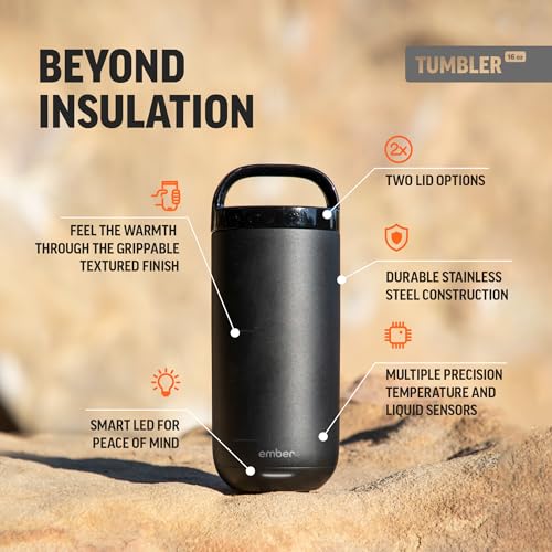 Ember Tumbler, Temperature Control Travel Mug, Stainless Steel, App-Controlled Heated Coffee Mug with 3-Hour Battery Life, Black, 16 Oz - Image 4