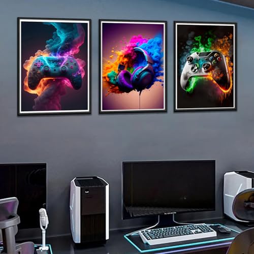 BGFCE Gaming Room Decor - Wall Art Set of 3, Video Gaming Theme, Unframed 12x16in Canvas Posters for Teen Boys Room - Image 2