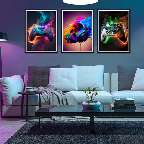 BGFCE Gaming Room Decor - Wall Art Set of 3, Video Gaming Theme, Unframed 12x16in Canvas Posters for Teen Boys Room - Image 5