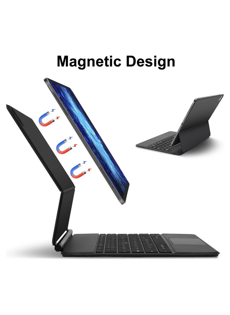 AWH - AWH Magnetic Floating Keyboard Case for iPad Pro 12.9 (6th/5th/4th/3rd Generation) - Smart Backlit Keyboard with Trackpad (Support Quick Screenshot) US English and Arabic - Black - Image 1