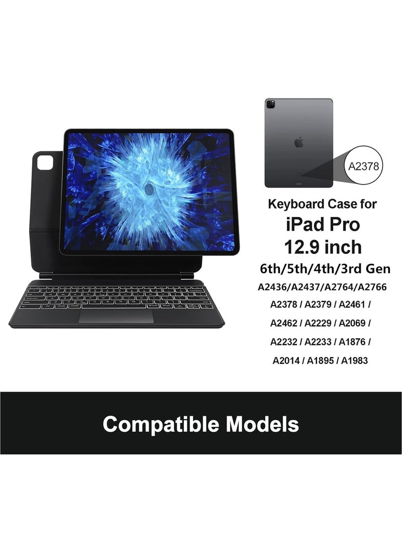 AWH - AWH Magnetic Floating Keyboard Case for iPad Pro 12.9 (6th/5th/4th/3rd Generation) - Smart Backlit Keyboard with Trackpad (Support Quick Screenshot) US English and Arabic - Black - Image 1