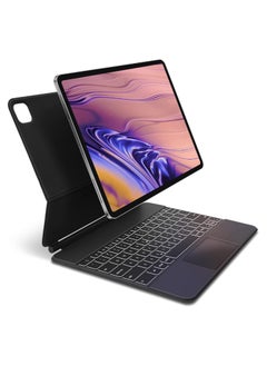 AWH Magnetic Floating Keyboard Case for iPad Pro 12.9 (6th/5th/4th/3rd Generation) - Smart Backlit Keyboard with Trackpad (Support Quick Screenshot) US English and Arabic - Black