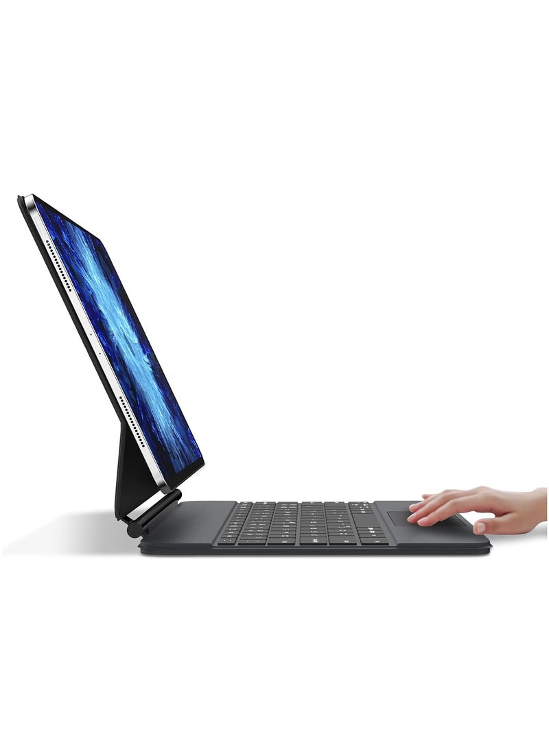 AWH - AWH Magnetic Floating Keyboard Case for iPad Pro 12.9 (6th/5th/4th/3rd Generation) - Smart Backlit Keyboard with Trackpad (Support Quick Screenshot) US English and Arabic - Black - Image 1