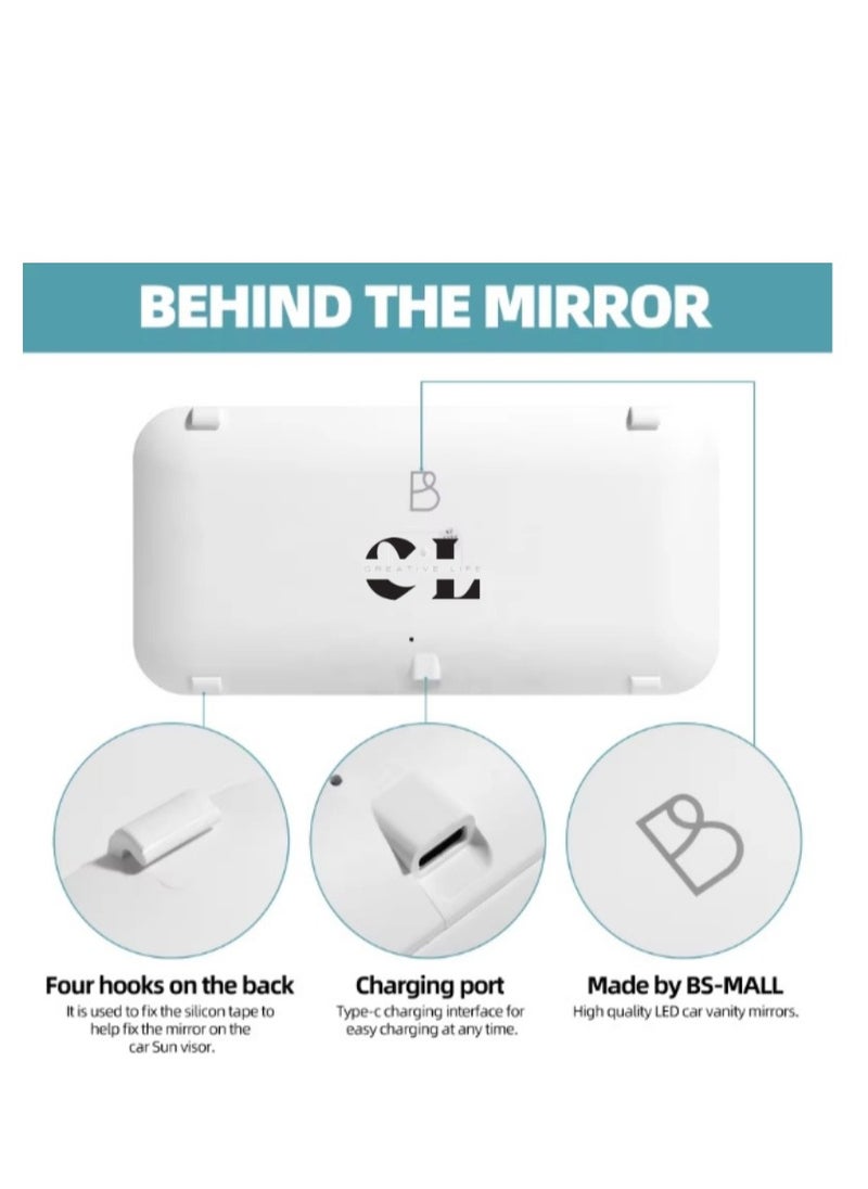 CREATIVE LIFE - Rechargeable Car Vanity Mirror with LED Light and Touchscreen, Sun Visor Makeup Mirror for All Cars - Image 1
