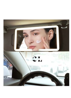 Rechargeable Car Vanity Mirror with LED Light and Touchscreen, Sun Visor Makeup Mirror for All Cars