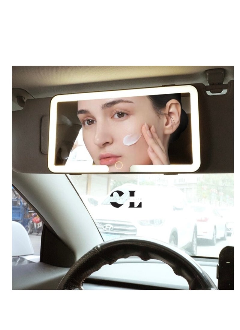 CREATIVE LIFE - Rechargeable Car Vanity Mirror with LED Light and Touchscreen, Sun Visor Makeup Mirror for All Cars - Image 1