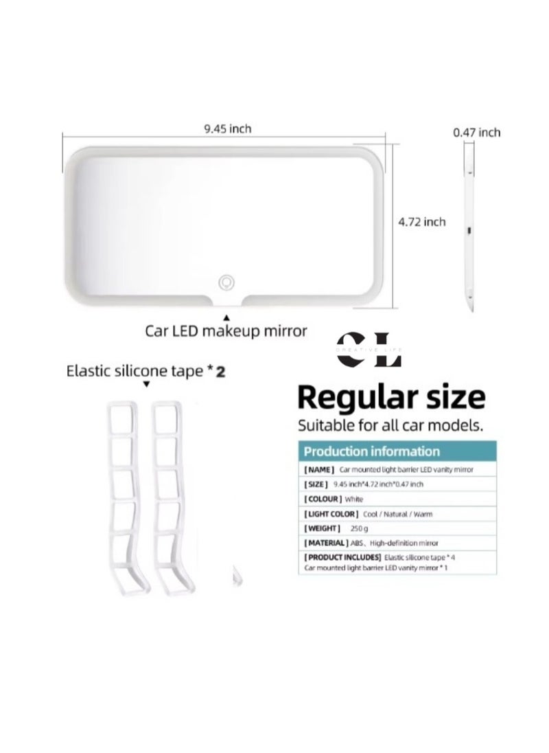 CREATIVE LIFE - Rechargeable Car Vanity Mirror with LED Light and Touchscreen, Sun Visor Makeup Mirror for All Cars - Image 1