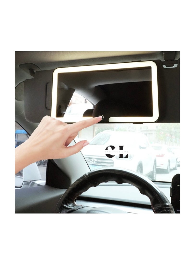 CREATIVE LIFE - Rechargeable Car Vanity Mirror with LED Light and Touchscreen, Sun Visor Makeup Mirror for All Cars - Image 1