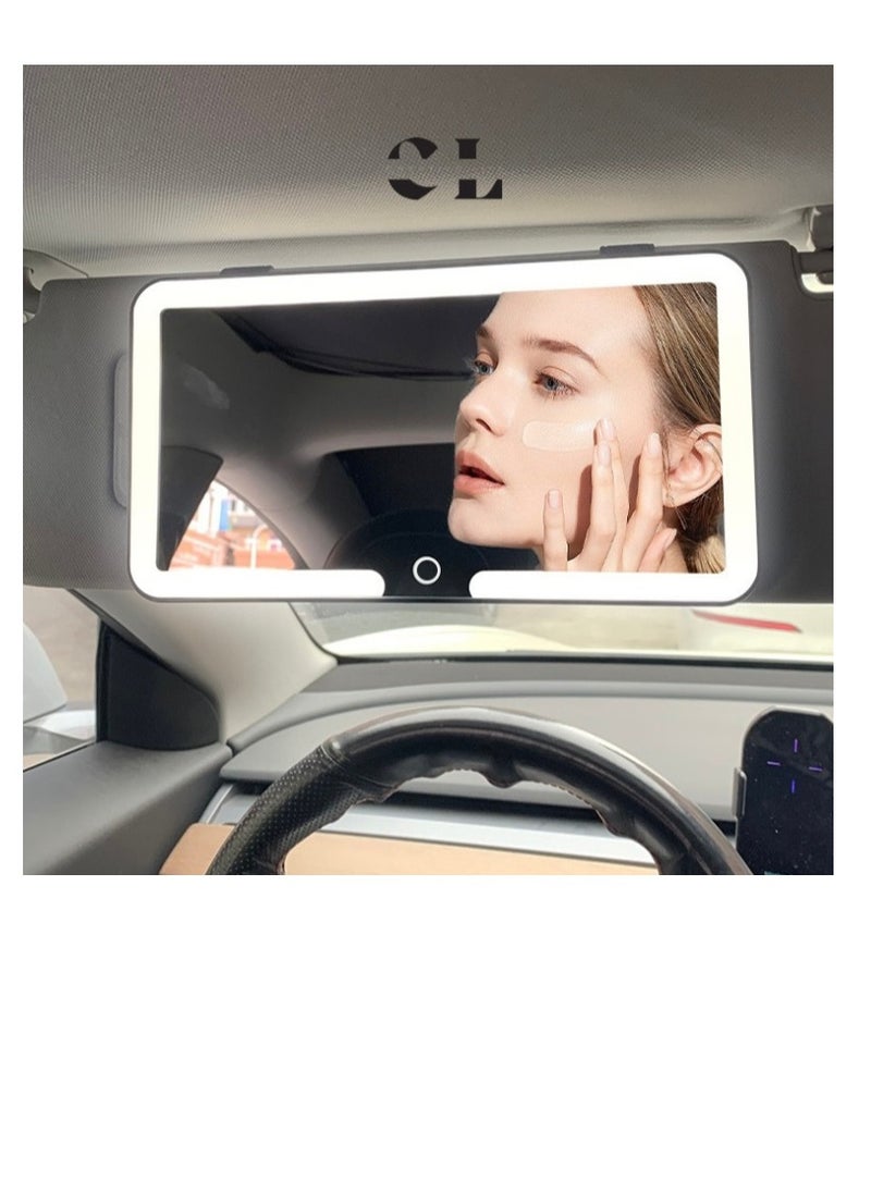 CREATIVE LIFE - Rechargeable Car Vanity Mirror with LED Light and Touchscreen, Sun Visor Makeup Mirror for All Cars - Image 1