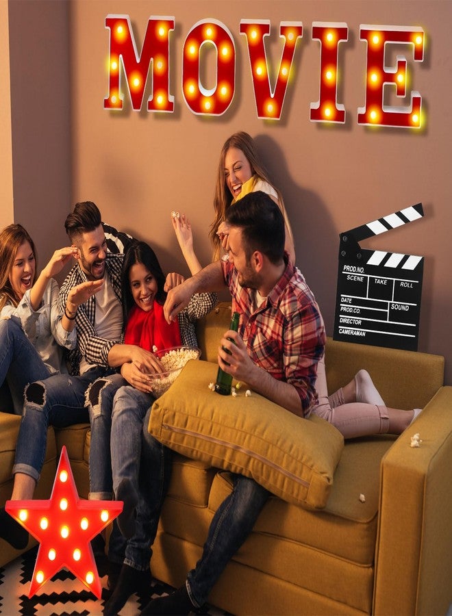 Aurelema 7 Pcs Large Movie Light up Letters Sign LED Movie Night Party Decorations Include Movie Letters Film Clap Board and Marquee Star Sign for Movie Night Party Table Centerpieces(10'' Height) - Image 5