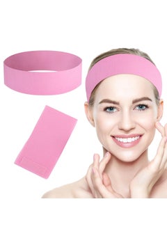 Framendino Framendino, 128 Pack Pink Disposable Spa Headband Non-Woven Facial Headbands Stretch Soft Skin Care Hair Band with Convenient Closure for Women Girls 