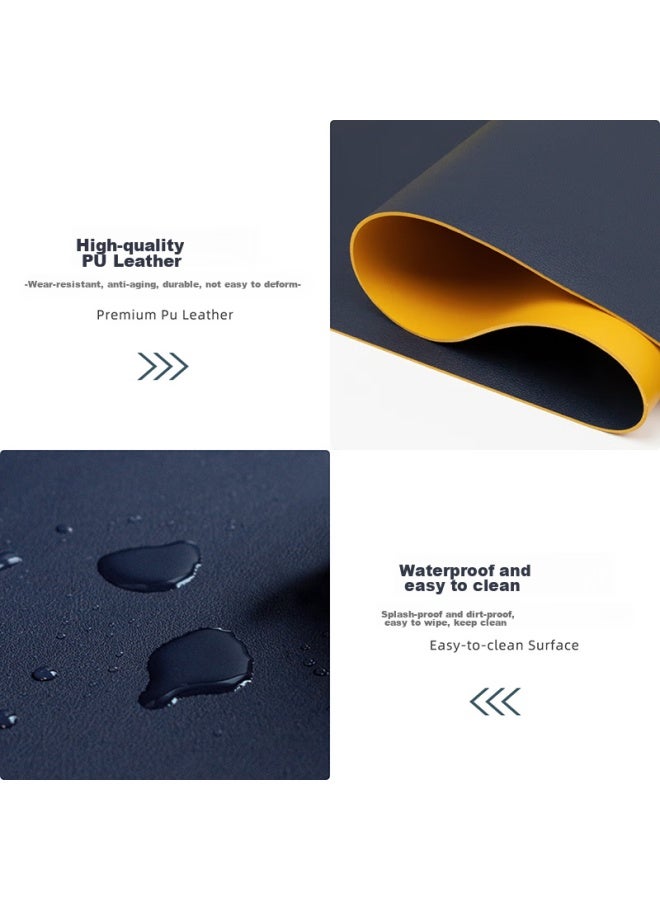 Exco 70x30 Large Mouse Pad, Office Desk Mat, Waterproof Leather Desk Pad, Writing Pad, Computer Mat, Keyboard Leather Desk Cover, Double-sided Gaming Mat, Blue And Yellow 5953 - Image 4