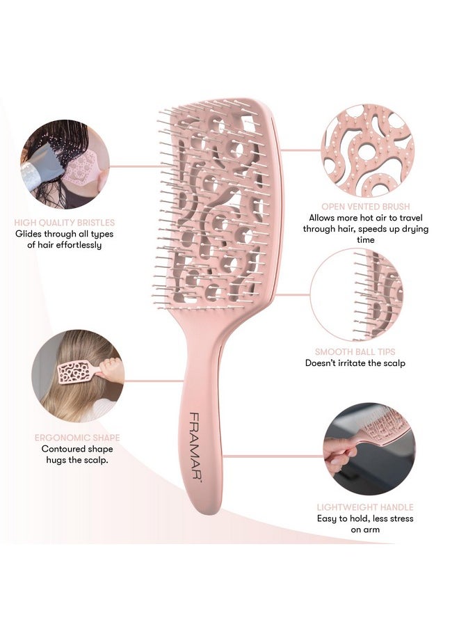 framar Champagne Vented Hair Brush Paddle Curved Brush For Blow Drying Wet Detangling For Women All Hair Types Heat Resistant  - Image 4