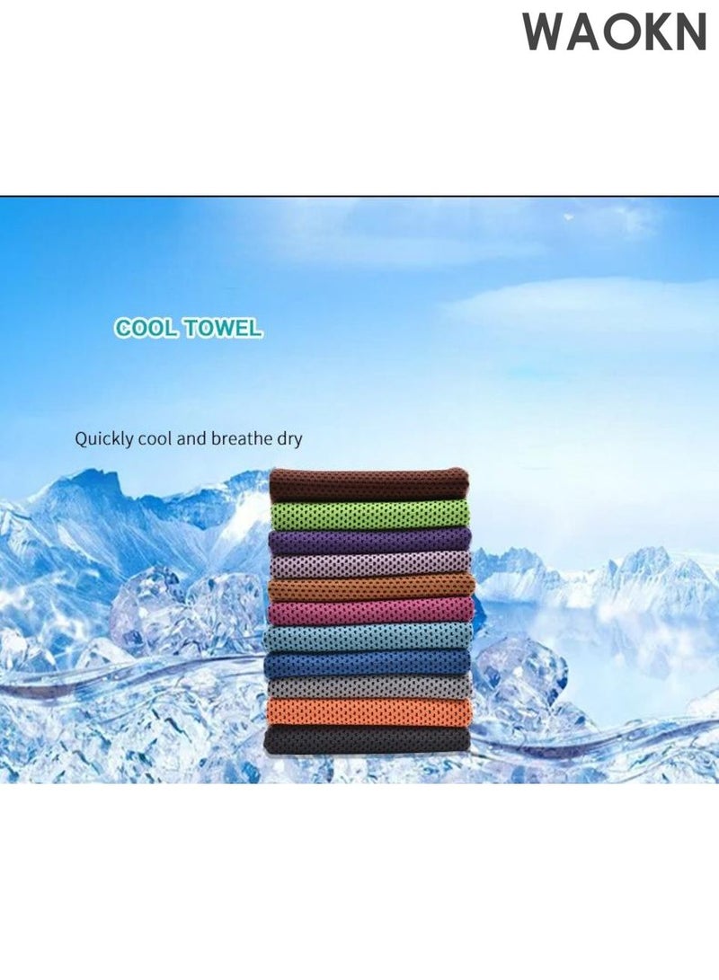 WAOKN 8-piece set of oversized cooling towels, ultra-fine fiber soft and breathable cooling towels, instant cooling and soothing towels, can be used for exercise, yoga, golf, gym, camping, running and other scenarios. - Image 2
