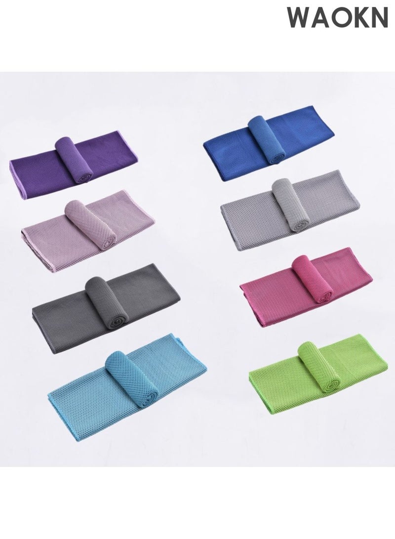WAOKN 8-piece set of oversized cooling towels, ultra-fine fiber soft and breathable cooling towels, instant cooling and soothing towels, can be used for exercise, yoga, golf, gym, camping, running and other scenarios. - Image 1