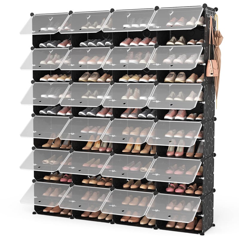 ROJASOP Shoe Storage Cabinet 12Tier Shoe Organizer 96 Pairs Extra Large Plastic Shoe Rack with Covers Portable Shoe Rack Organizer with Doors Big Shoe Rack for Closet Entryway Bedroom