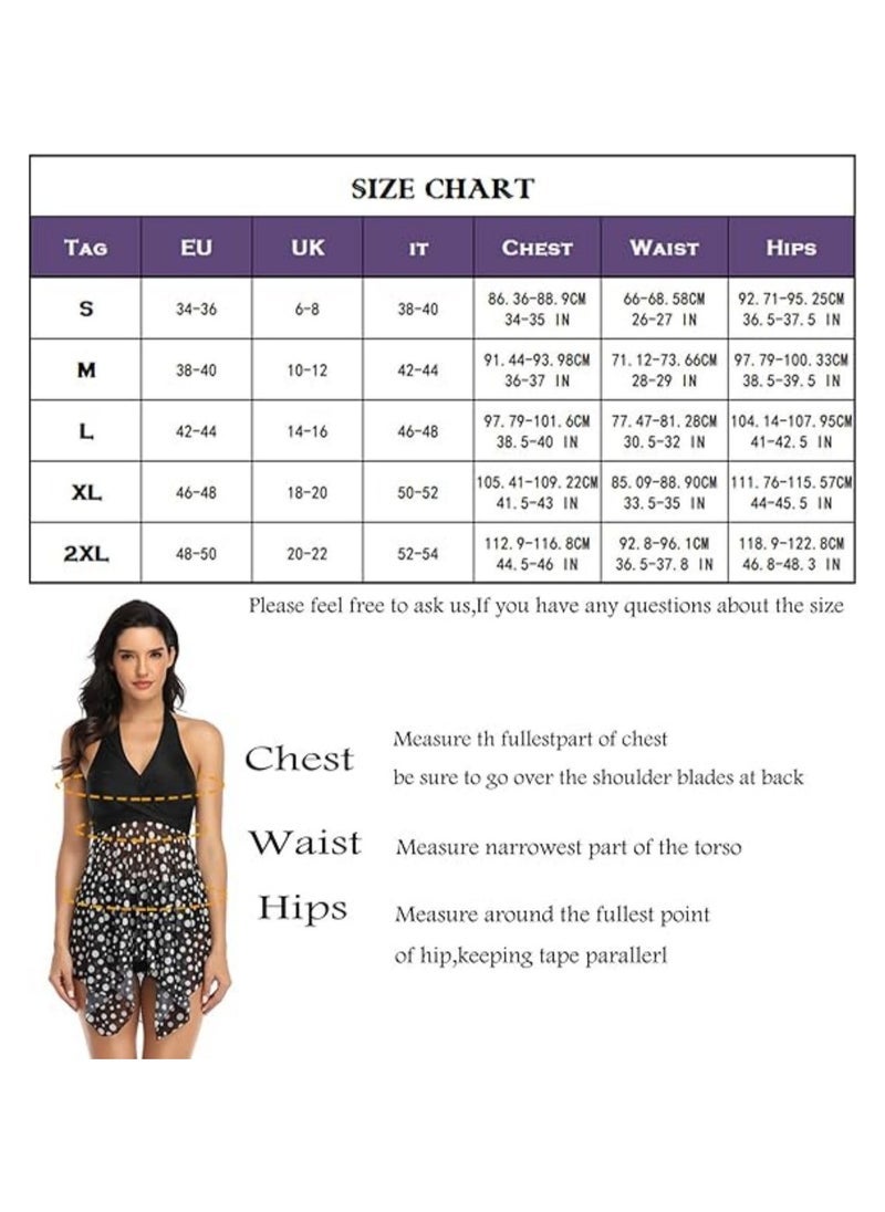NADANBAO 2 PCS Women Swimsuit, Womens Swimwear, Halter Swimdress Swimming Costume, V Neck Bikini Sets, with High Waist Briefs Skirt - Image 4