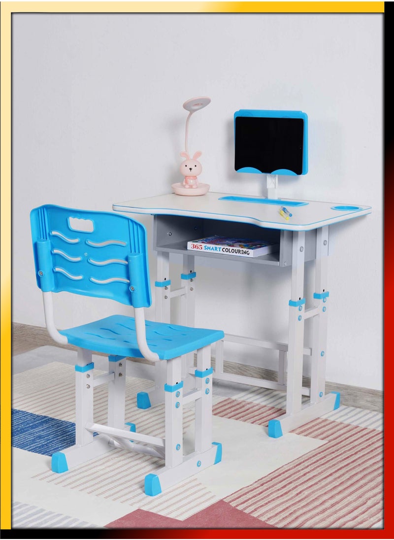 DBLEW - Adjustable Kids Study Desk And Chair Set Educational Table with Ergonomic Design Safe Construction Ample Storage Ideal for Home Learning Nursery Creativity Growing with Your Baby Child - Image 1