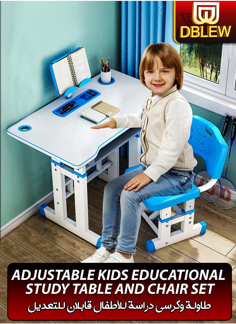 DBLEW - Adjustable Kids Study Desk And Chair Set Educational Table with Ergonomic Design Safe Construction Ample Storage Ideal for Home Learning Nursery Creativity Growing with Your Baby Child - Image 1