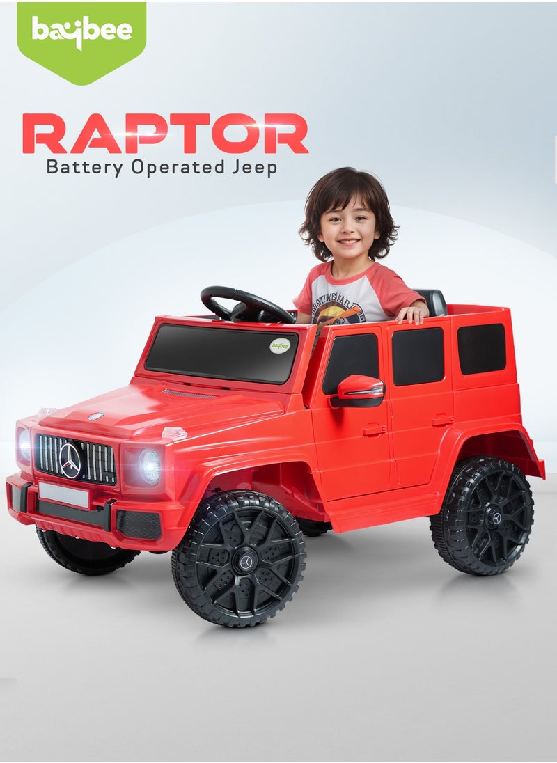 BAYBEE - Battery Operated Jeep for Kids Rechargeable Battery Car for Kids with Music, Led Light & Remote Control Ride On Kids Car Jeep Racing Baby Car Electric Car for Kids Children 2 to 6 Years Boy Girl Red - Image 1