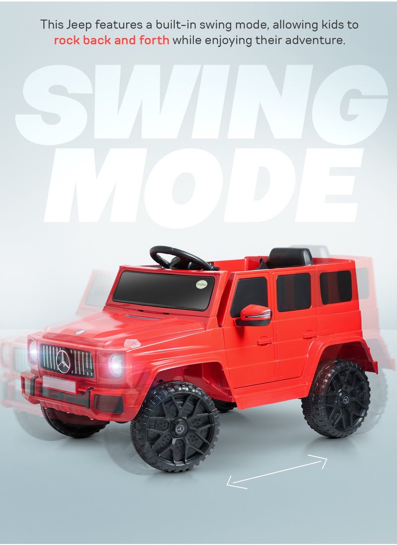 BAYBEE - Battery Operated Jeep for Kids Rechargeable Battery Car for Kids with Music, Led Light & Remote Control Ride On Kids Car Jeep Racing Baby Car Electric Car for Kids Children 2 to 6 Years Boy Girl Red - Image 1