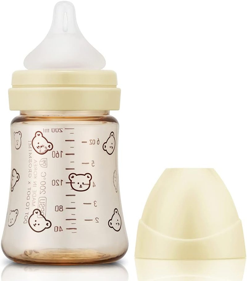 Grosmimi PPSU Baby Bottle, BPA Free (6oz Bear_Pure Gold) - Image 1